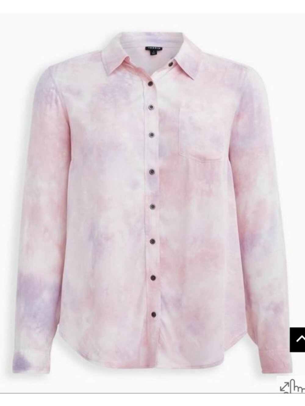 NWT Torrid Pink Wash Long Sleeve Button Down 1 pocket Blouse Size 1X